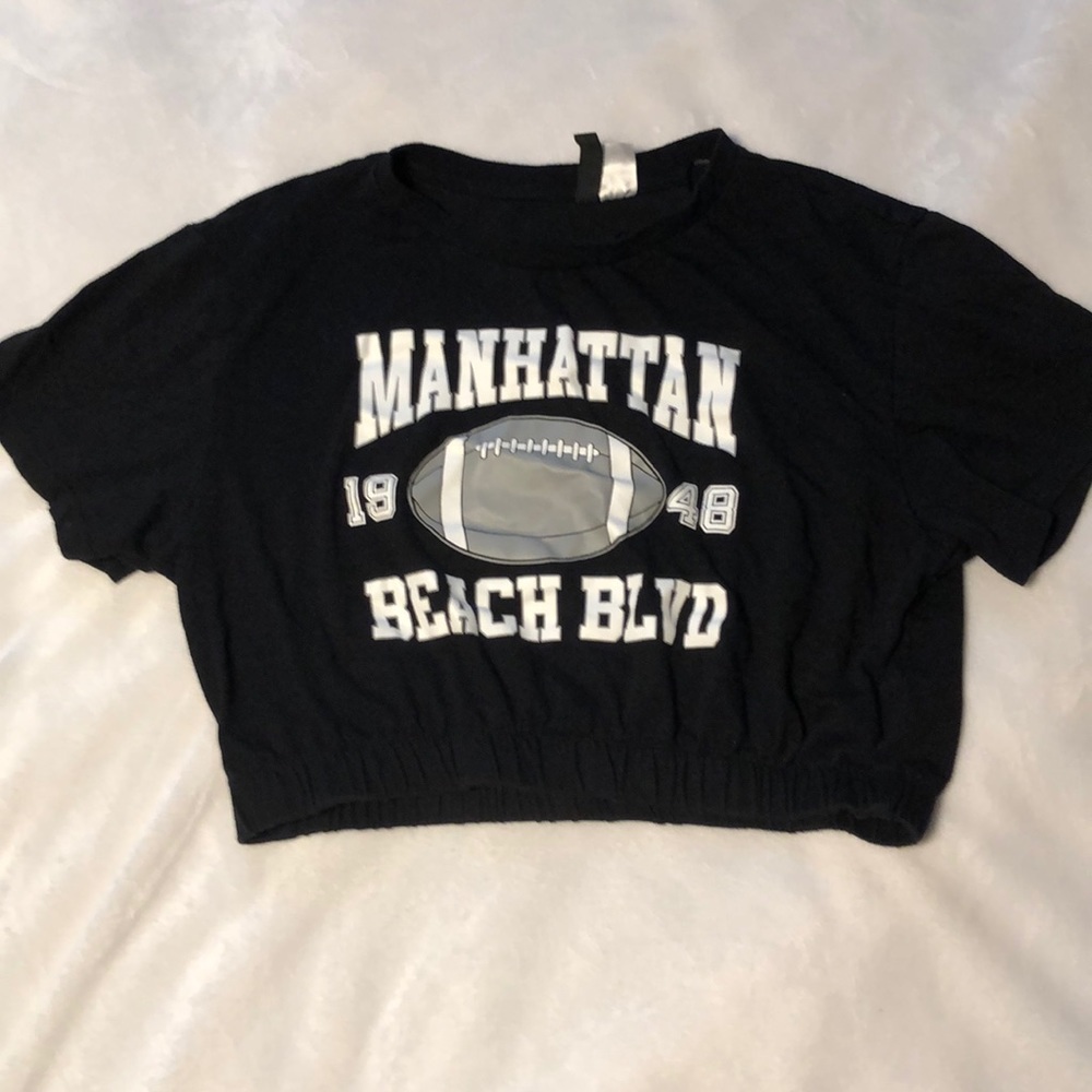 Black Manhattan Football Crop top